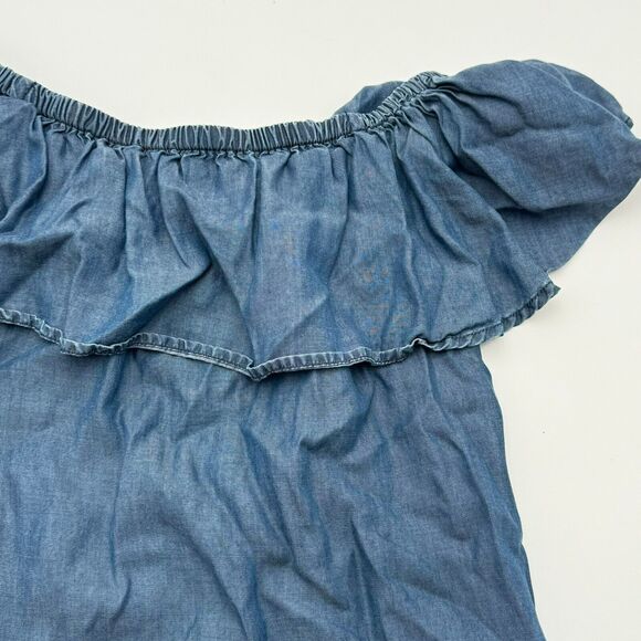 TOMMY‎ BAHAMA | Size Small Off Shoulder Flounce 100% Tencel Denim Dress Pockets - Picture 3 of 8